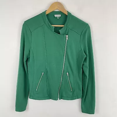 Buy Kettlewell Chloe Biker Jacket Cropped Jersey Stretch Moto Green Medium *FLAWS* • 30£