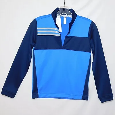 Buy Adidas Blue 1/4 Zip Mock Neck Pullover Track Golf Athletic Jacket Boy's Small S • 15.66£