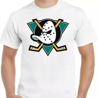 Buy Mighty Ducks T-Shirt Ice Hockey Top Funny Movie Film Stick Puck Helmet 90s Retro • 5.99£