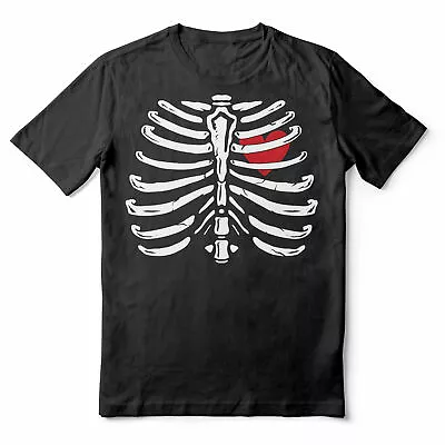 Buy Ribcage Heart - Funny Cool Valentine Halloween Horror Top - Black Adult T-shi... • 15.59£