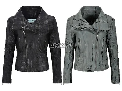 Buy Ladies Croc Print Leather Jacket Crocdile Plated Retro Fashion Jacket 5062 • 41.65£
