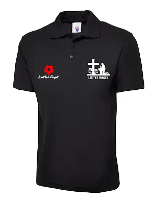 Buy Remembrance Day Lest We Forget Polo Shirt Poppy Flower British Armed Forces War • 9.99£