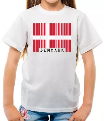 Buy Denmark Barcode Flag - Kids T-Shirt - Danish Dane Copenhagen Love Live • 10.95£