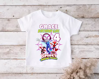 Buy Personalised Spidey And His Amazing Friends T Shirt Kids Girls Birthday Top Gift • 12.99£