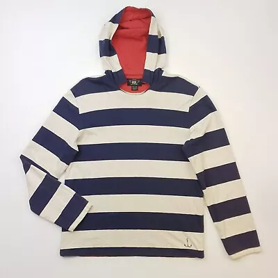 Buy RRL Hoodie MEDIUM Men Double RL Sweatshirt Stripe Long Sleeve Jumper Anchor NWOT • 150£