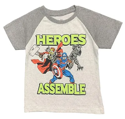 Buy Marvel ☆ Little Boys' Avengers Heroes Assemble T-Shirt ☆ Sizes 4-7 • 12.59£