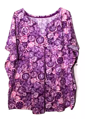 Buy WOMAN WITHIN TEE SHIRT Ladies Size 5X Purple Pink White Tie Dye Short Sleeve • 13.25£