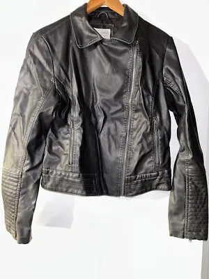 Buy Women's Faux Leather Bomber Moto Jacket - Universal Thread Black M Medium EUC • 18.90£