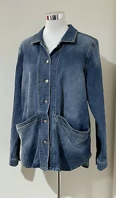 Buy Sussan Denim Jacket Size 12 Longline Large Pockets Button-Up Relaxed Oversized • 24.66£