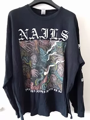 Buy Official Nails Band Long-sleeve T-shirt - Black, Size Xl - Hardcore Punk - Rare! • 29.95£