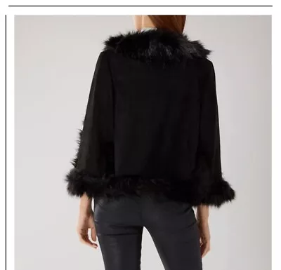 Buy Coast Black Fake Fur Cape New One Size • 15£