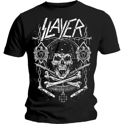 Buy Slayer Men's Black Short Sleeved T-Shirt Skull & Bones Revised Rock Official • 13.95£