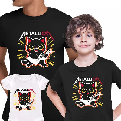 Buy Metallica T-shirt Funny Cat With The Guitar Music T-shirt, Positive Quote Tee • 12.99£