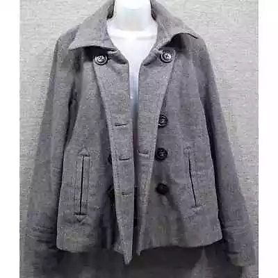 Buy AEROPOSTALE Womens Pea Coat - Gray, Double Breasted Jacket, Wool Blend, XXL • 22.73£