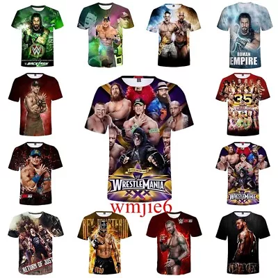 Buy WWE Wrestling 3D T-shirt Kids Adults Short Sleeve Tee Shirt Summer Top • 6.88£