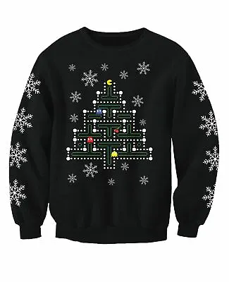 Buy Pac Man Christmas Tree Adults Gaming Novelty Christmas Printed Sweatshirt Jumper • 24.99£