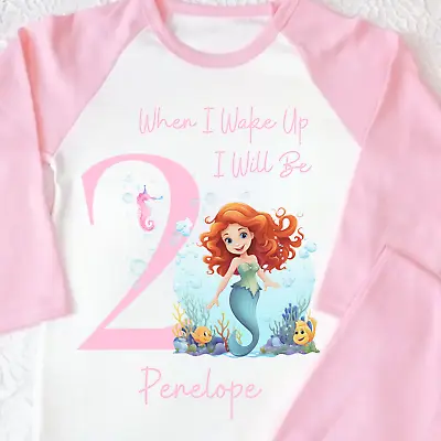 Buy Girls Birthday Pyjamas With Mermaid Theme - I Am One Two Three Four Five • 14.99£