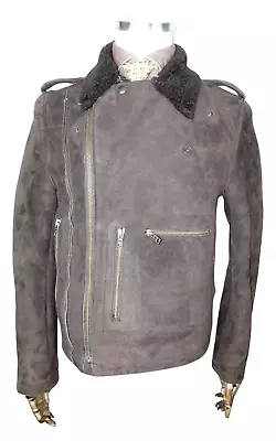 Buy £1450 Nicole Farhi Shearling Fur Motorcycle Suede Jacket Leather 38 48 S Brown • 250£