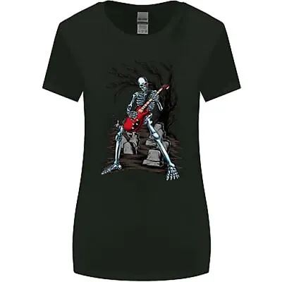 Buy Graveyard Rock Guitar Skull Heavy Metal Womens Wider Cut T-Shirt • 9.99£