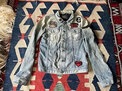 Buy Diesel Denim Jacket Vintage Look With Patches Size XS • 35£
