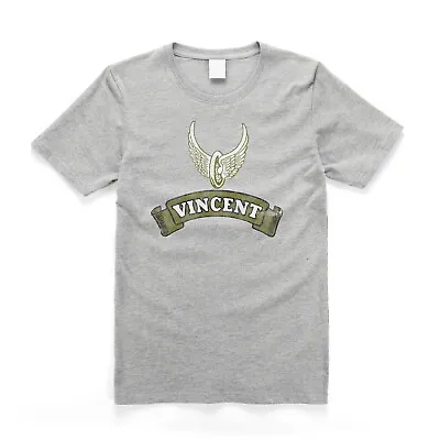 Buy Vincent Vintage Style Motorcycle T Shirt Grey • 19.49£