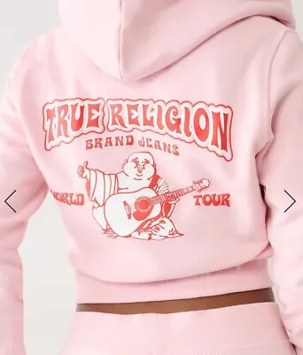 Buy True Religion Big T Logo Zip Crop Hoodie Buddha Orchid Pink  Size Xxl New W Tags • 151.55£