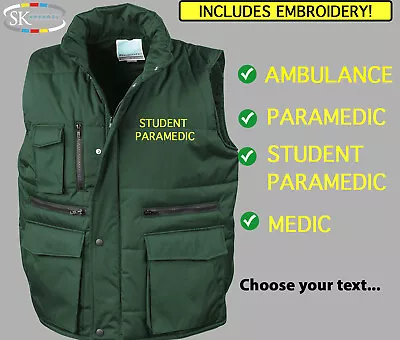Buy Ambulance Bodywarmer Gilet Bottle Green Printed Medic First Aid Jacket Coat  • 29.99£