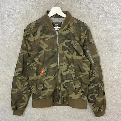 Buy Superdry Jacket Mens Small Green Rookie Camoflage Military Issue Bomber Coat • 29.99£