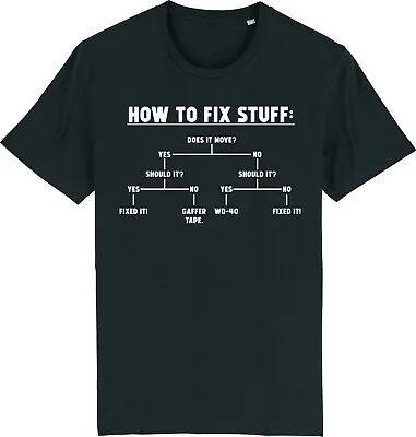 Buy How To Fix Stuff T-Shirt Funny DIY Man Diy Engineer Builder • 9.95£
