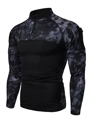 Buy Mens Camouflage Army Combat Tactical T Shirt Military Long Sleeve Blosue Top Gym • 19.39£