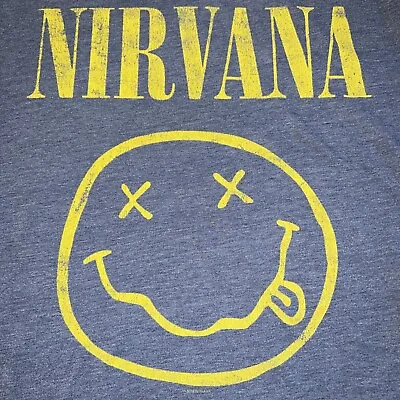 Buy Vtg Men's Nirvana Smiley Face Tongue Out Classic T-Shirt X-Large XL Kurt Cobain • 6.61£