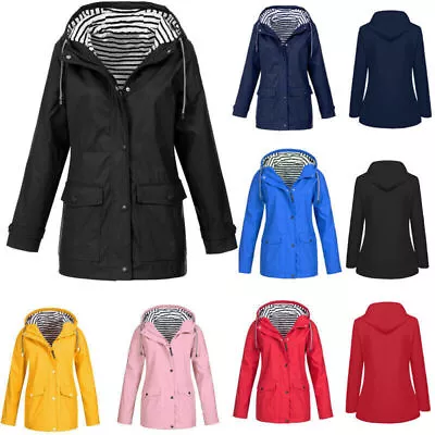 Buy Women Waterproof Raincoat Ladies Outdoor Wind Rain Forest Jacket Coat Rainy UK • 14.99£