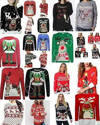 Buy Ladies Women Girls Xmas Christmas Novelty Long Sleeve Jumper Sweater Rudolph Top • 19.99£