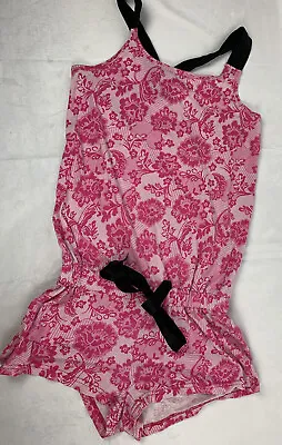 Buy Sleep & Co Romper Shorts Cami Pajamas Pink Floral Lace Print Size Medium • 19.20£