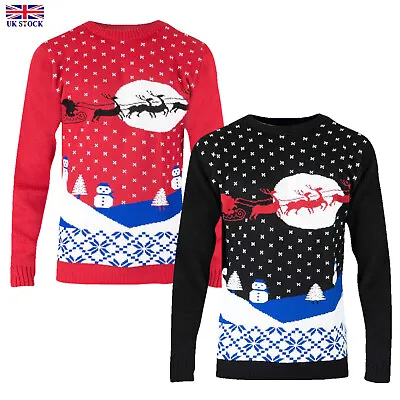 Buy Retro Christmas Xmas Jumper Sweater - Unisex Santa Reindeer Sleigh Knitwear • 9.99£