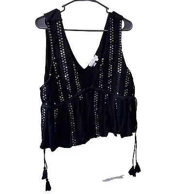 Buy Anthropologie Forever That Girl Tank Top Silvery Adorned Adjustable Middle • 6.63£
