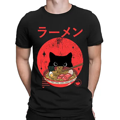 Buy Cat Ramen Anime Japanese Kitten Eating Noodles Funny Mens Womens T-Shirts Top#D • 9.99£