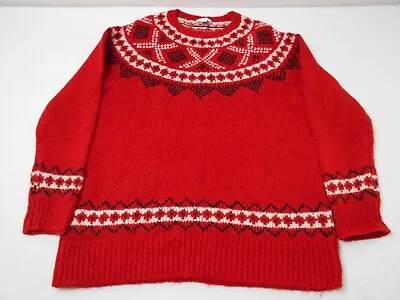Buy J Jill Wool Blend Fair Isle Sweater Oversized Pullover Red Christmas Ski Size S • 16.06£