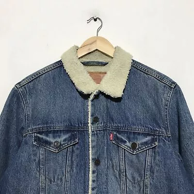 Buy Vintage Blue Levis Sherpa Lined Denim Jacket - Small • 40£