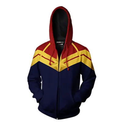 Buy Avengers: Endgame Captain Marvel Cosplay 3D Hoodie Zipper Sweatshirt • 35.99£