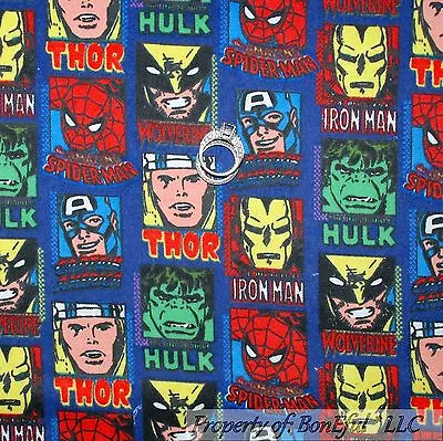 Buy BonEful Fabric FQ Cotton Flannel Quilt BOY Super Hero Spiderman HULK THOR Retro • 6.39£