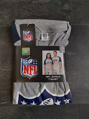 Buy NFL Shield T-Shirt L Large Grey Short Sleeve Cotton Crew Neck Tee BNWT FREE P&P  • 13£