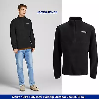 Buy Mens Jack & Jones Half Zip Fleece, Warm Long Sleeve Jacket With Zip Pockets • 16.65£