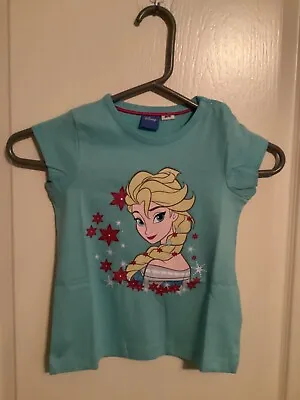 Buy NWT Disney Frozen Girls Light Blue Tee Shirt Size 86/92 • 3.75£