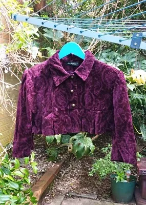 Buy Bridgerton Regency Style Spencer Jacket Purple Velvet Brocade Size 12 Fit 6 8 10 • 8£