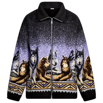 Buy Ladies Womens Double Fleece Animal Puppies Wolf Dolphin Wild Printed Jacket Coat • 23.99£