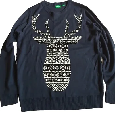 Buy Mens Christmas Jumper- Avenue Blue Sweater - Reindeer - Medium • 9£