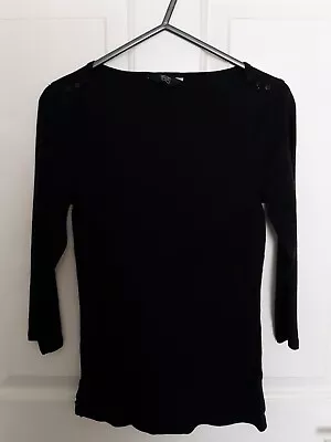 Buy F&F Ladies Black 3/4 Sleeve Shoulder Button Detail. T-shirt Top Size 10 • 1.95£
