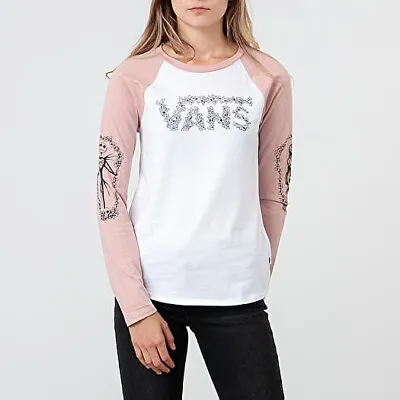 Buy Vans Disney Nightmare Before Christmas Long Sleeve Top T Shirt Tee Pink White • 39.99£