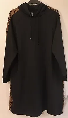 Buy Rainbow Ladies Pullover Hoodie Dress  With Animal Print Elements Black Size  XL  • 32£